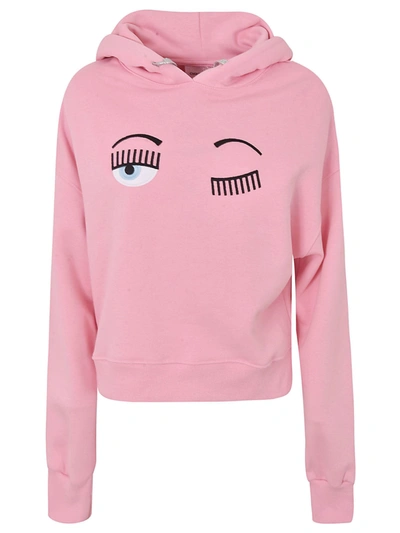 Chiara Ferragni Cotton Sweatshirt With Eyes Flirting Embroidery In Pink