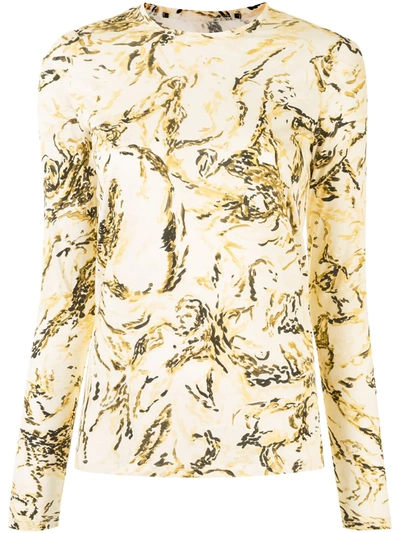 Proenza Schouler Painted Figures Long-sleeve T-shirt In /yellow