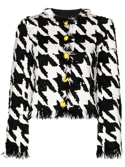 Ashish Sequin-embellished Houndstooth-pattern Jacket In Schwarz