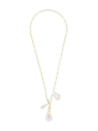 Timeless Pearly Hanging Pearl Necklace In Gold