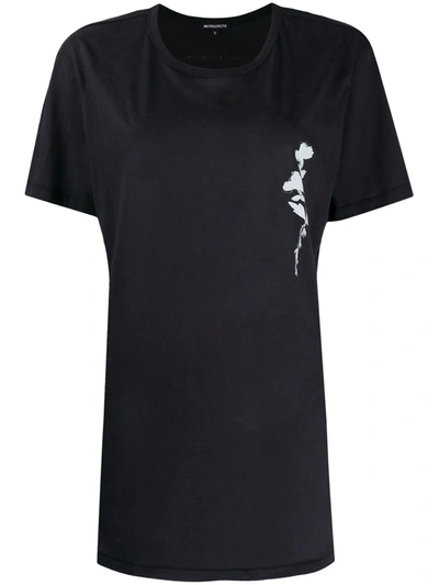 Ann Demeulemeester Floral Cotton T-shirt In Black