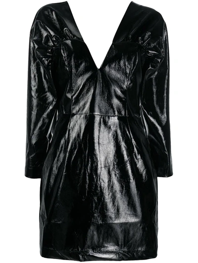 Rotate Birger Christensen Clara Faux Leather Mini Dress In Black