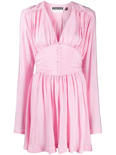 Rotate Birger Christensen Tracy Button Waist Mini Dress In Pink