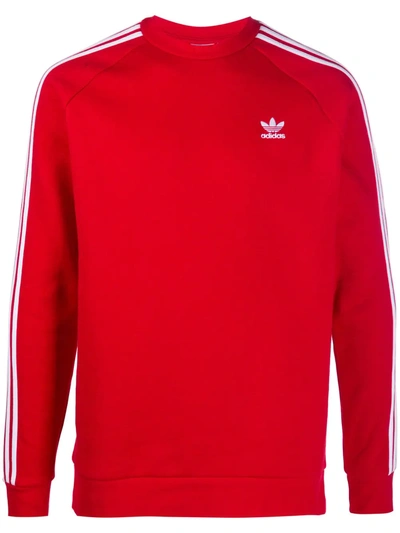 Adidas Originals Red '3 Stripes Crew' Sweatshirt