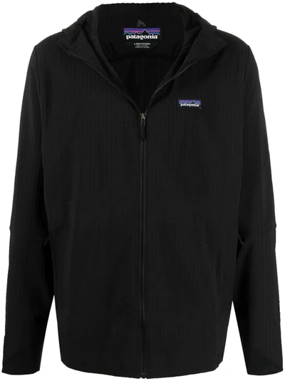 Patagonia Logo-patch Hooded Jacket In Black