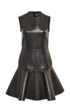 Valentino Sleeveless Leather Flutter Dress In Black