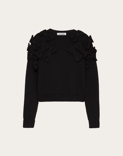 Valentino Embroidered Cashmere Wool Sweater In Black