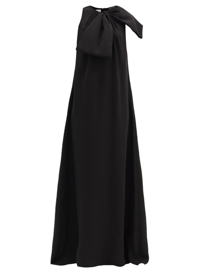 Valentino Bow-embellished Silk Cady Couture Gown In Black