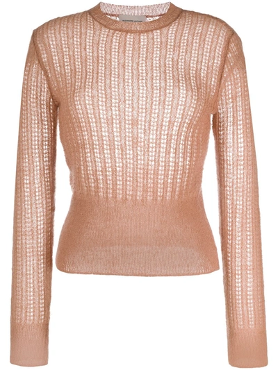 Alexandre Vauthier Open-knit Crew Neck Jumper In Neutrals