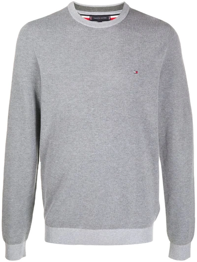 Tommy Hilfiger Logo Embroidered Sweatshirt In Grey