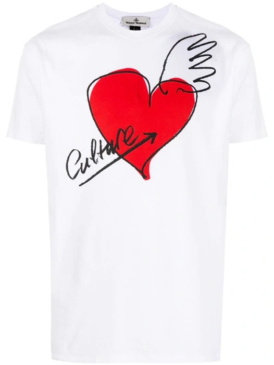 Vivienne Westwood Anglomania Heart-print Cotton T-shirt In White