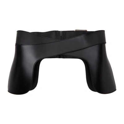 Alexander Mcqueen Black Leather Corset Belt In 1000 Black