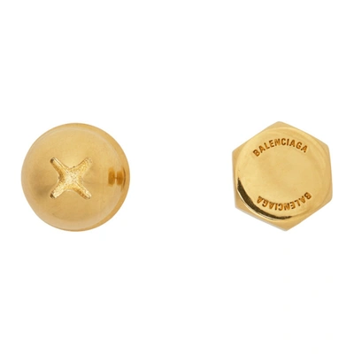 Balenciaga Gold Screw Earrings In 0705 Gold