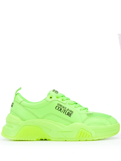 Versace Jeans Couture Low Sneakers With Logo In Green