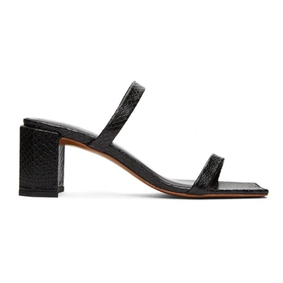 By Far Black Snake Tanya Heeled Sandals In Brown