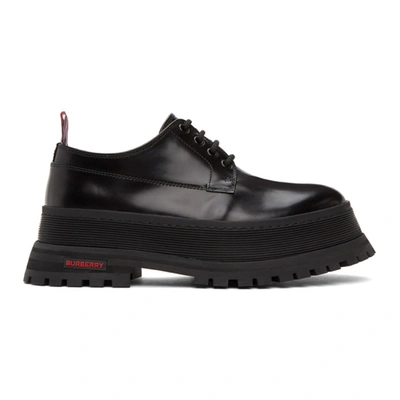 Burberry Black Jefferson Chunky Derbys In Black Smooth Leather