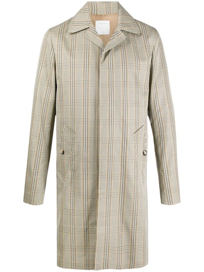 Sandro Check Single-breasted Coat In Neutrals
