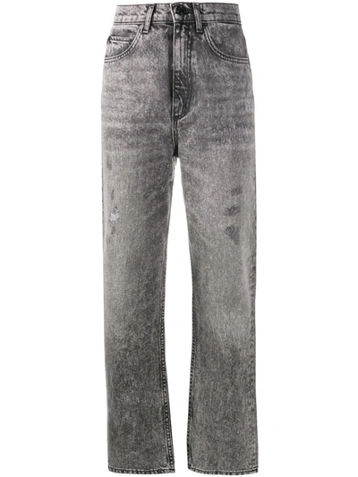 Sandro Lone Acid Washed Straight Leg Jeans In Black In Grey