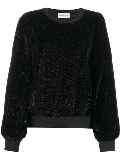 Alexandre Vauthier Glittered Crew Neck Sweatshirt In Black