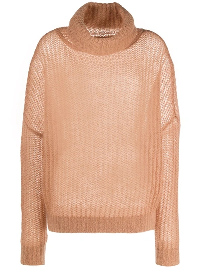 Alexandre Vauthier Chunky-knit Roll-neck Jumper In Neutrals