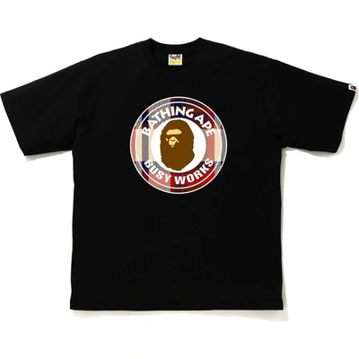 Pre-owned Bape Check Busy Works Relaxed Tee Black/red