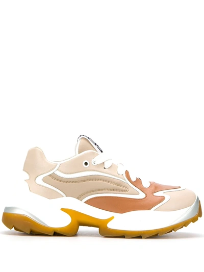 Sergio Rossi Sergio Extreme Leather And Neoprene Exaggerated-sole Sneakers In Beige
