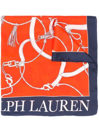 Lauren Ralph Lauren Nautical-themed Silk Scarf In Orange
