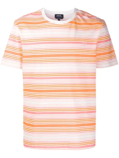 Apc Striped Basic T-shirt In Orange