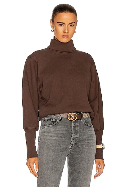 Agolde Balloon Sleeve Turtleneck Sweatshirt In Macchiato