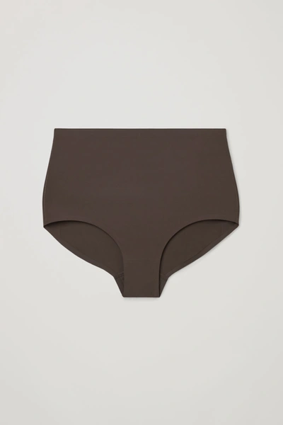 Cos Control High-waisted Recycled Nylon Briefs In Brown