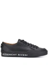 Givenchy Tennis Light Leather Low-top Sneakers In Black