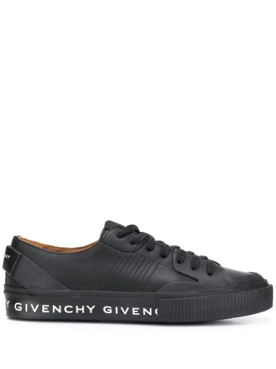 Givenchy Tennis Light Leather Low-top Sneakers In Black