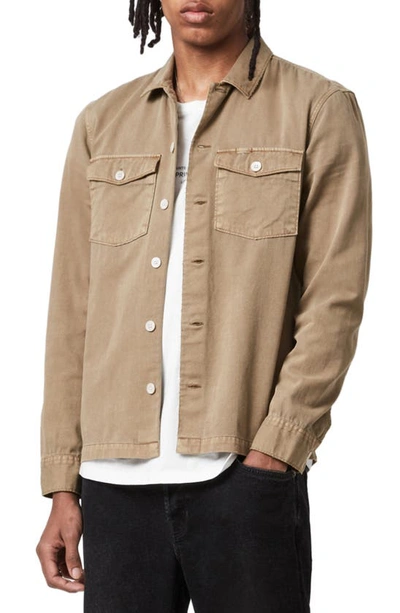 Allsaints Mens Sahara Brown Spotter Regular-fit Cotton Shirt Xl