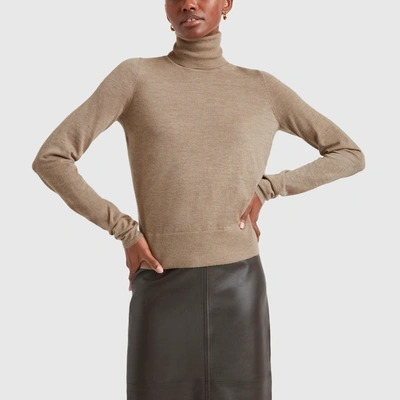 Co Slim Turtleneck Sweater In Taupe