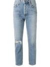 Agolde Riley High-rise Cropped Jeans In Blue