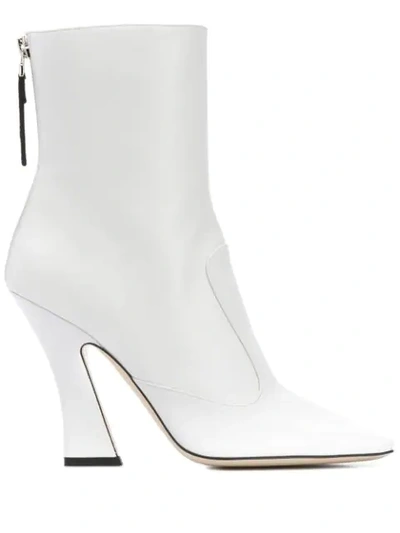 Fendi Ffredom Square Toe Ankle Boots In White