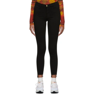 Frame Le High Waist Coated Skinny Jeans In Black