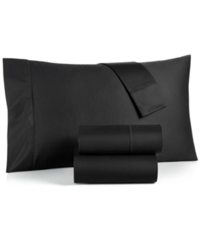 Charter Club Damask Solid 550 Thread Count 100% Cotton 3-pc. Sheet Set, Twin, Created For Macy's In Black