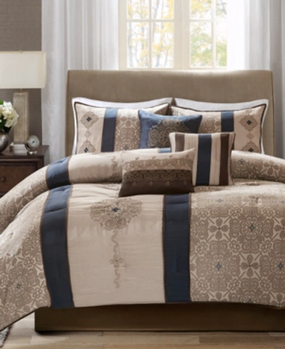 Madison Park Donovan 7-pc. Medallion Jacquard California King Comforter Set Bedding In Navy