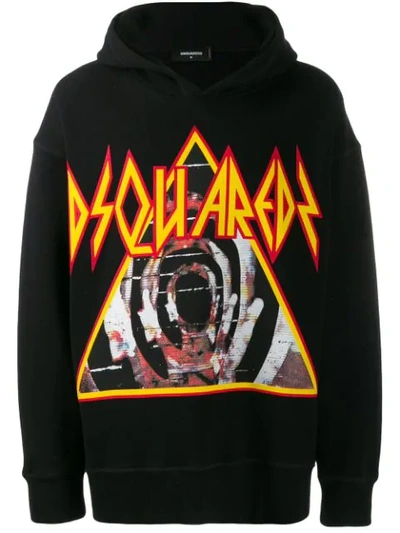 Dsquared2 Graphic Print Hoodie In Black