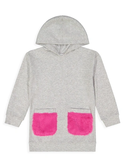 Andy & Evan Kids' Little Girl's Faux Fur Pocket Hoodie In Grey