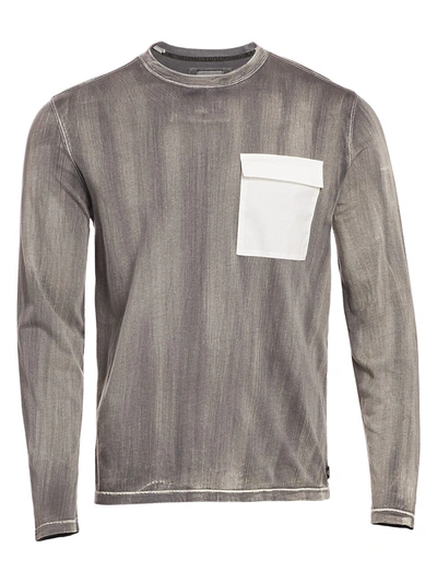 Madison Supply Stone Washed Long Sleeve T-shirt In Grey