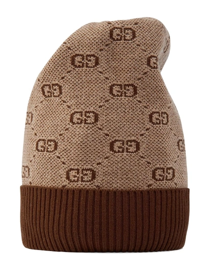 Gucci Kids' Gg Beanie In Brown