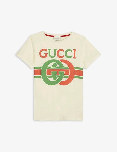 Gucci Boys Cream Kids Gg Insignia Logo Cotton T-shirt 4-10 Years 10 Years |  ModeSens