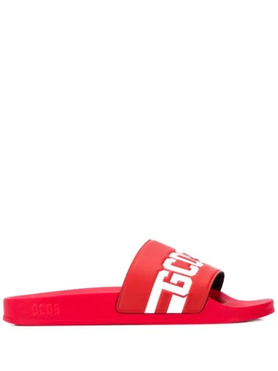 Gcds Logo-print Rubber Pool Sliders 4-14 Years In Red