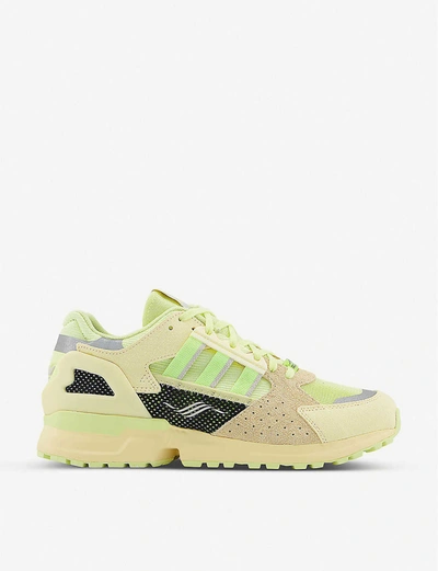 Adidas Originals Zx 10,000 Mesh And Suede Low-top Trainers In Yellow Tint Res Easy