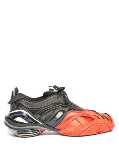 Balenciaga Men's Tyrex Mesh And Rubber Mid-top Trainers In Black/red