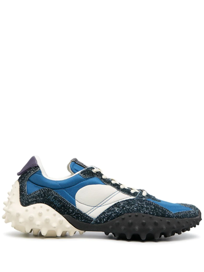 Eytys Fugu Spike Textile And Leather Trainers In Azure