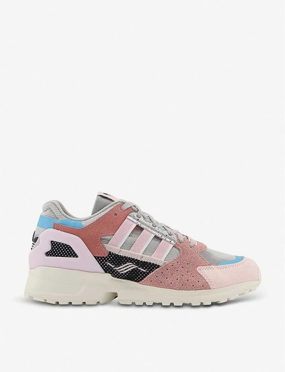 Adidas Originals Zx 10,000 Mesh And Suede Trainers In Os Grey Pink Ash La