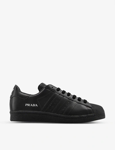 Adidas Statement Adidas X Prada Superstar Leather Trainers In Black Black Black